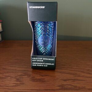 STARBUCKS SOLID BLUE KEYCHAIN ORNAMENT NEW IN BOX